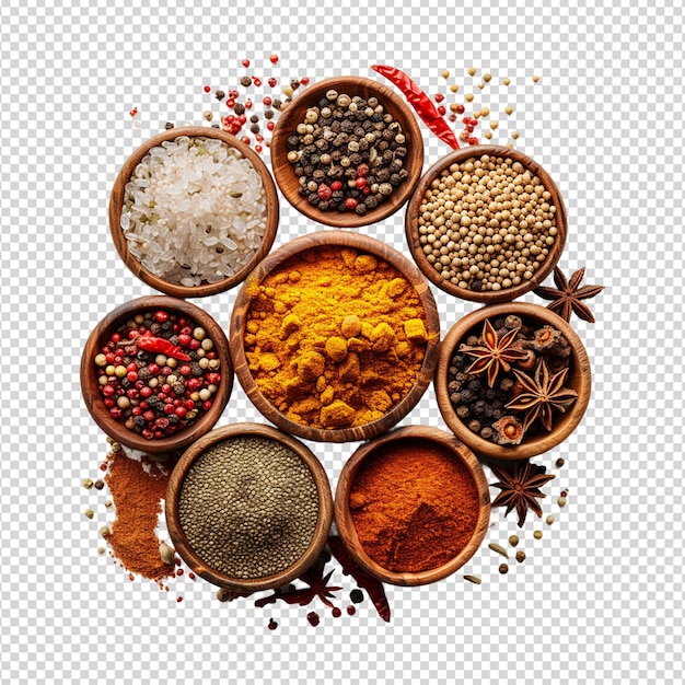 PSD spices and herbs isolated on white