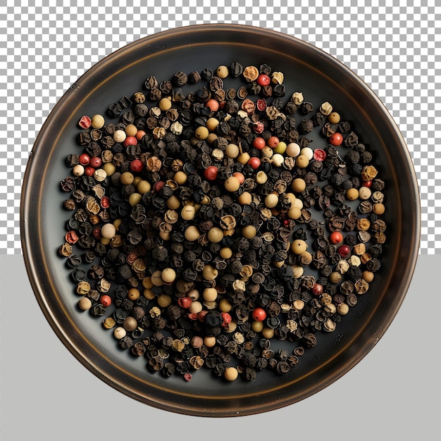 PSD spices in a plate on transparent background ai generated