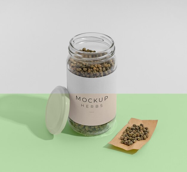 Spices with label mock-up arrangement