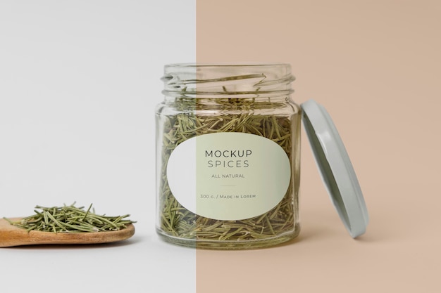 PSD spices with label mock-up composition