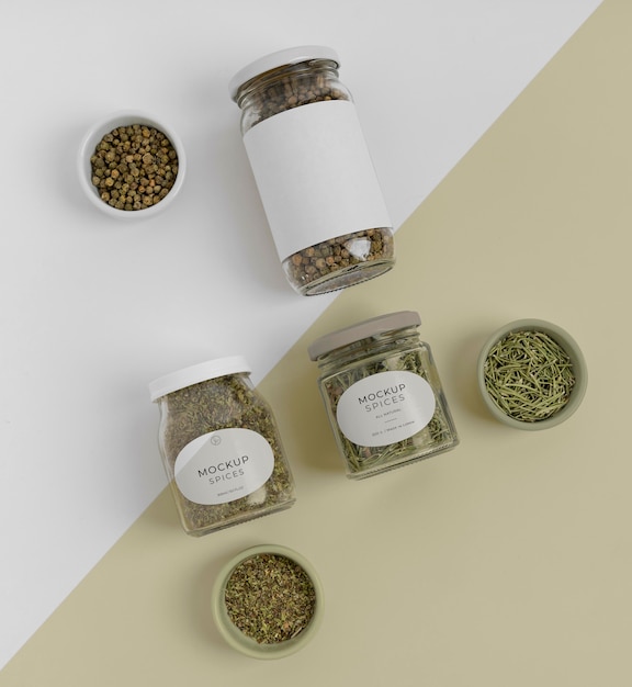 Spices with label mock-up composition