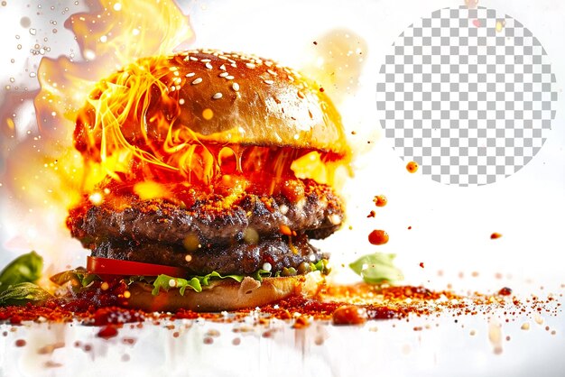 Spicy Bbq Burger Blaze Burger Ablaze Z Pikantnym Smakiem Bbq Na Przezroczystym Tle