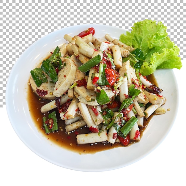 PSD spicy boiled pork sausage salad