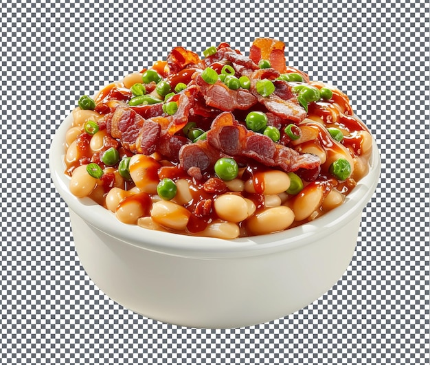 PSD spicy bria baked beans isolated on transparent background