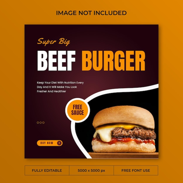 Spicy burger instagram post social media template