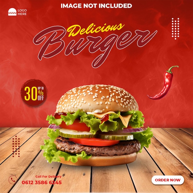 Spicy burger social media post