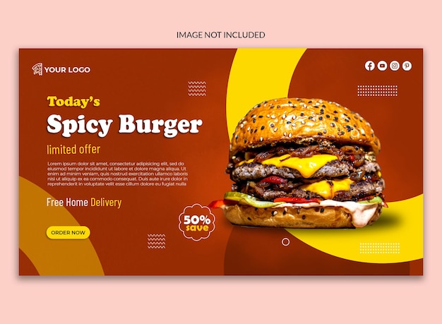 spicy burger social media wed banner template