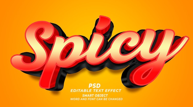 PSD spicy foods 3d editable text effect photoshop template