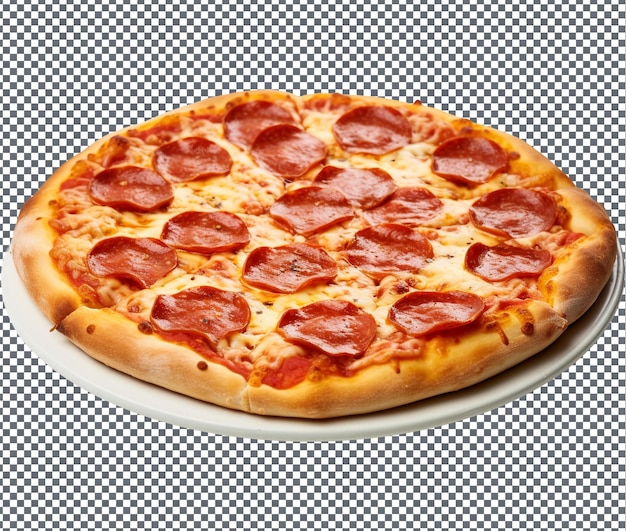 PSD spicy pepperoni pizza geïsoleerd op een doorzichtige achtergrond