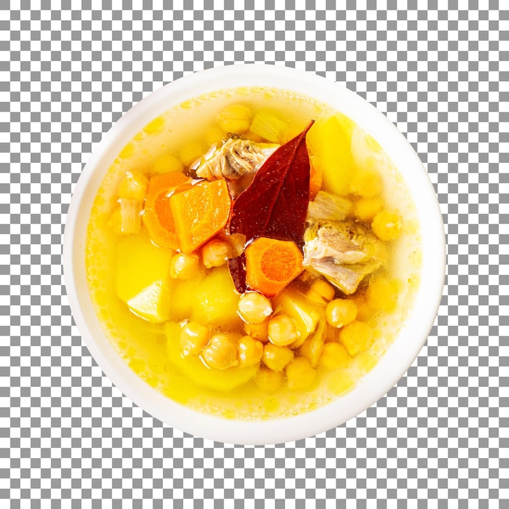 PSD 透明背景上有豆的辛湯