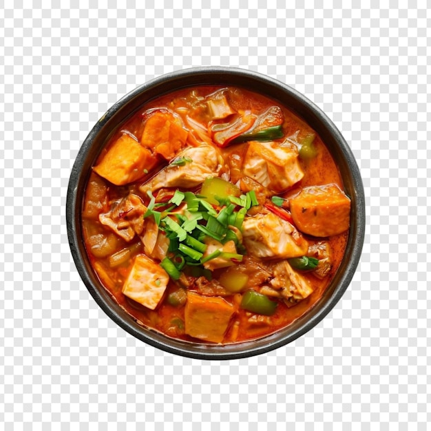 검은 그 에 넣은 매운 토푸 와 채소 김