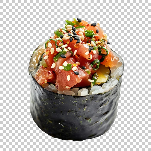 PSD spicy tuna sushi roll png with transparent background