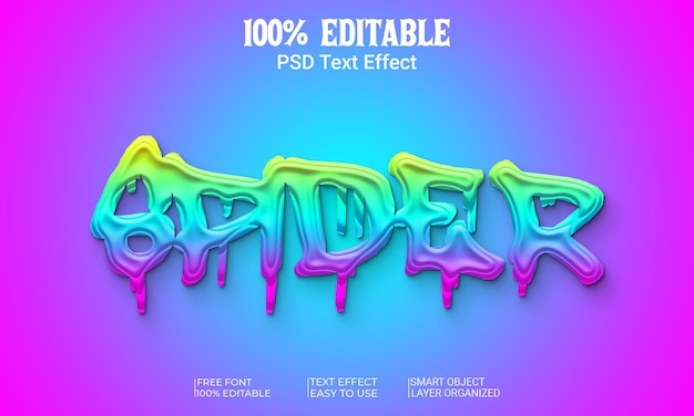 PSD spider 3d text  effect style editable psd file