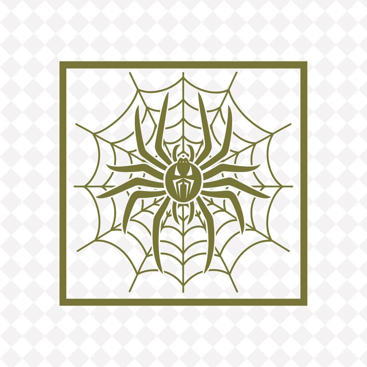 PSD spider icon web spinning emblem with creepy border menacing illustration animal vector art design