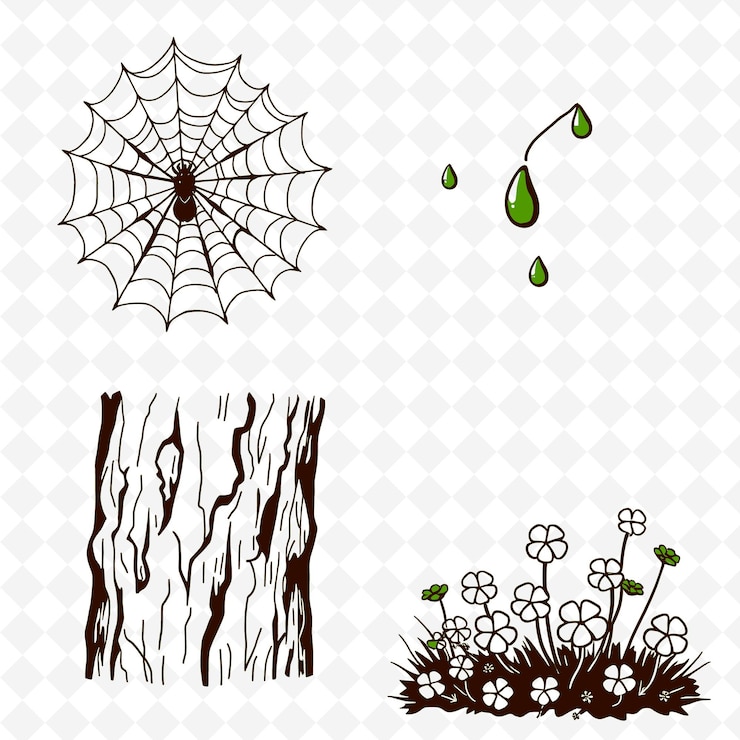 PSD spider webs and a spider web on a white background