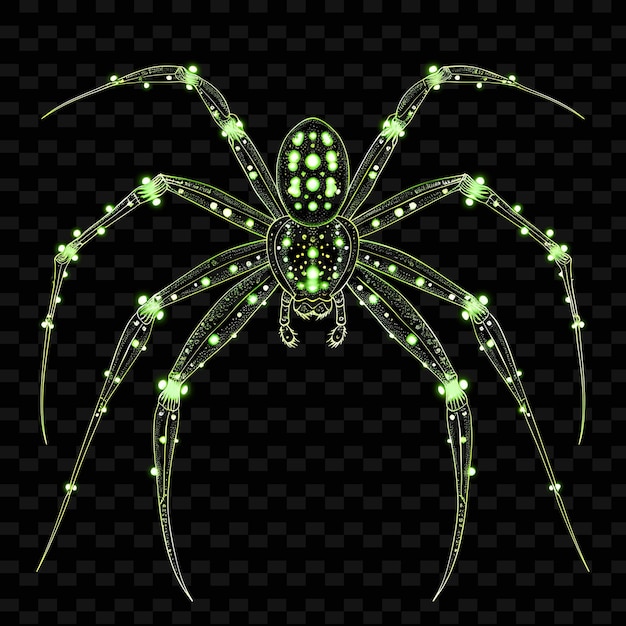 PSD spider with green lights on a black background