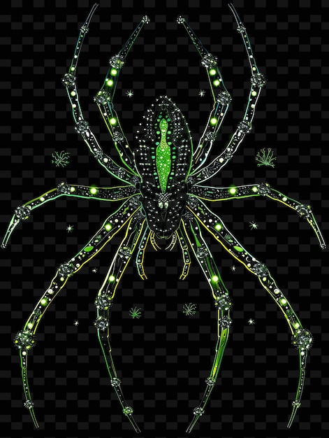 PSD a spider with green lights on its back