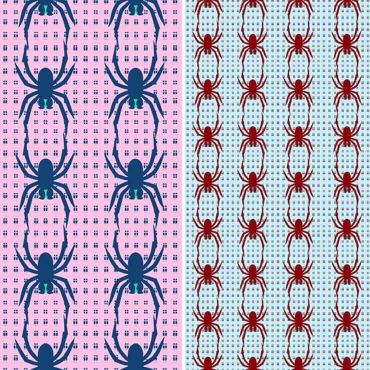 PSD spiders with web silhouette and stylized design with houndst illustration vector pattern designs
