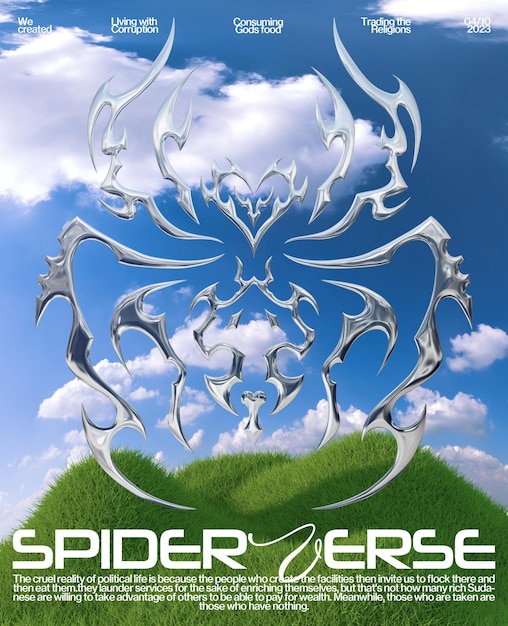 PSD spiderverse chrome tribal poster and design for streetwear