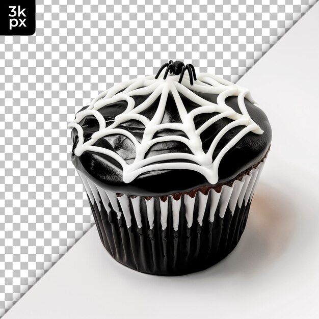 PSD spiderweb cupcakes isolated on transparent background