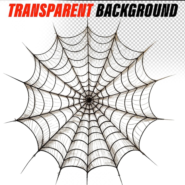 PSD spiderweb set isolated on black transparent