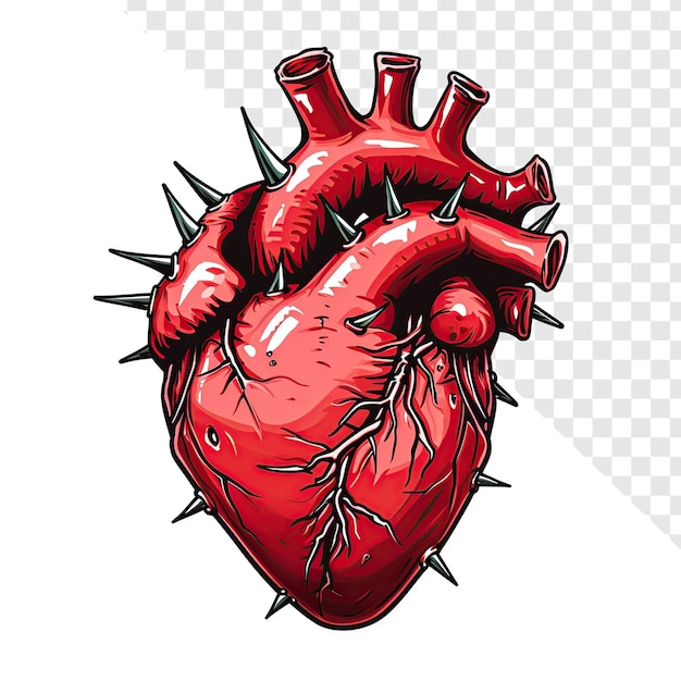 PSD spiked human heart tattoo style illustrationpsd