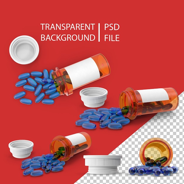 PSD spilled pill bottle png