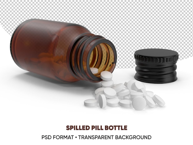 PSD spilled pill bottle transparent background