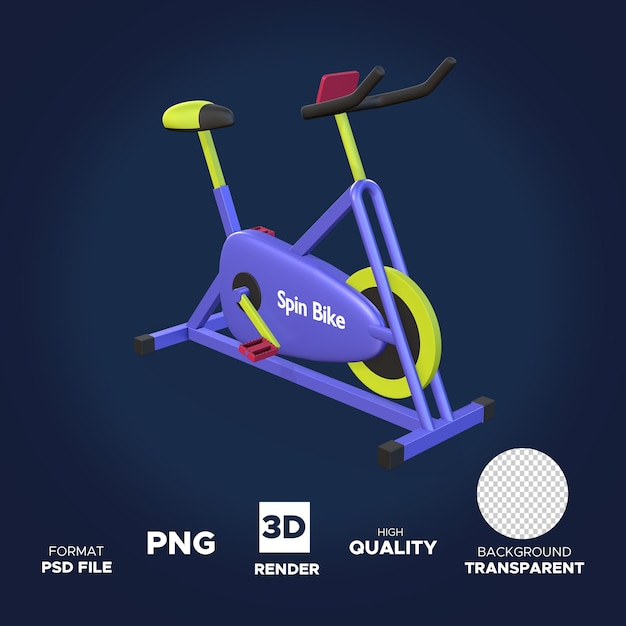 PSD spin bike 3d rendering icon isolated object