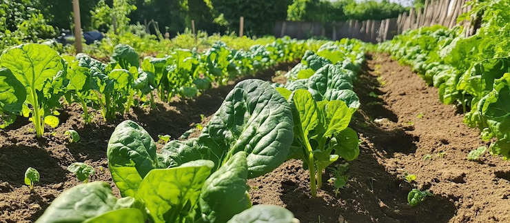 PSD spinach garden row