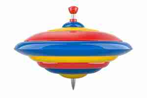 PSD spinning tin top whirligig top 3d rendering isolated on transparent background