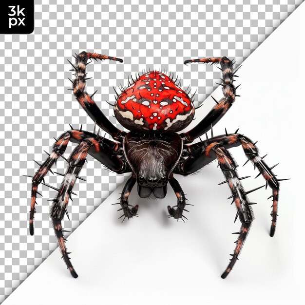 PSD spiny orbweaver spider isolato su uno sfondo trasparente