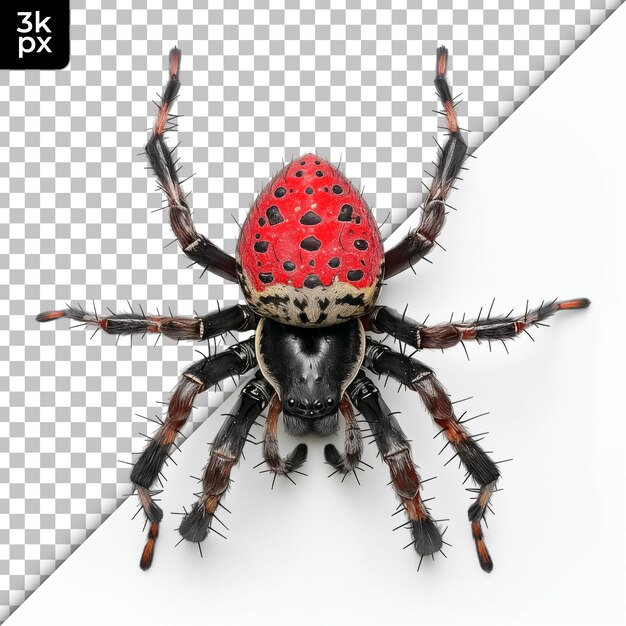 PSD spiny orbweaver spider isolated on transparent background