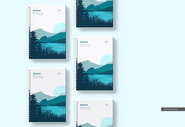 PSD spiraal notebook bedekt mockup bovenaanzicht