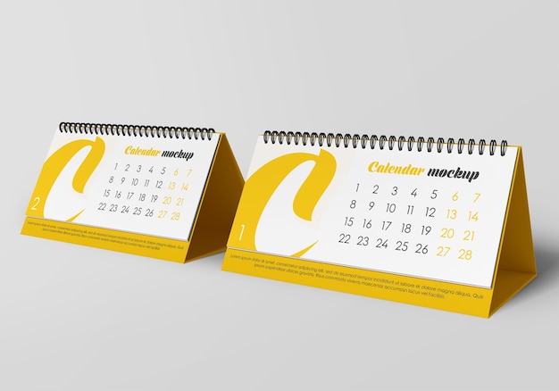 Spiraalvormige bureaukalender mockup