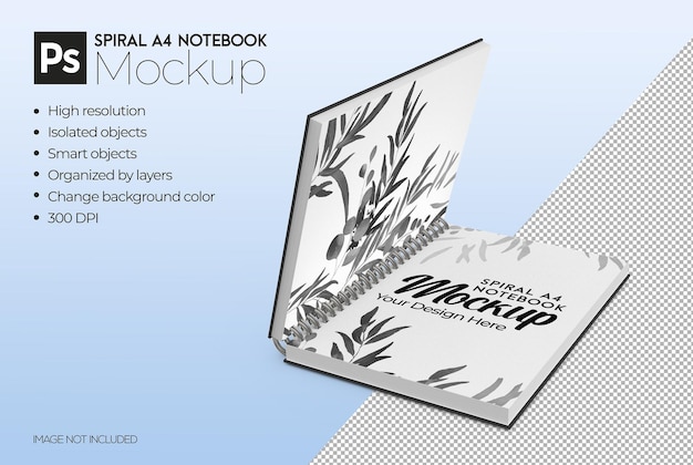 Spiral a4 notebook mockup