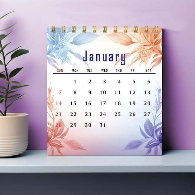 PSD mockup di calendario a spirale con pianta