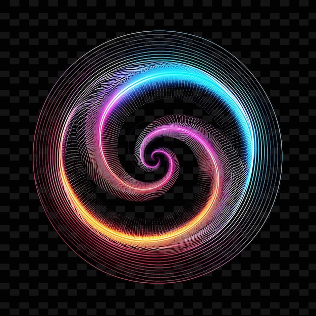 PSD una spirale di linee colorate su uno sfondo nero con una spirale