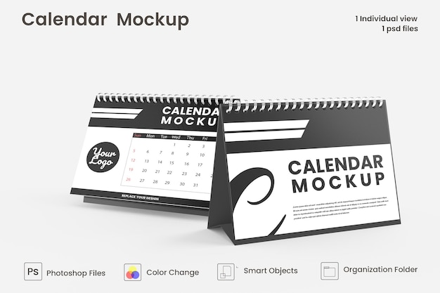 Spiral desk calendar mockup design