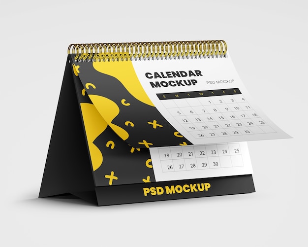 PSD spiral desk calendar mockup