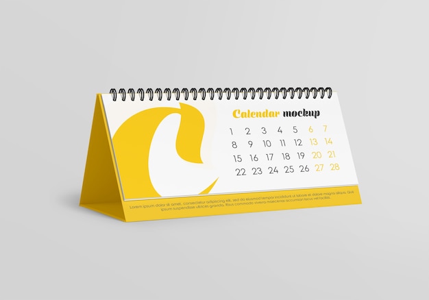 Spiral desk calendar mockup