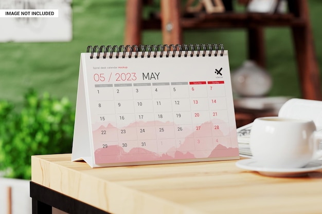 Spiral desk calendar mockup