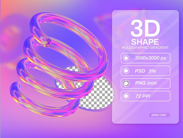 PSD spiral isolated with colorful hologram chameleon color gradient