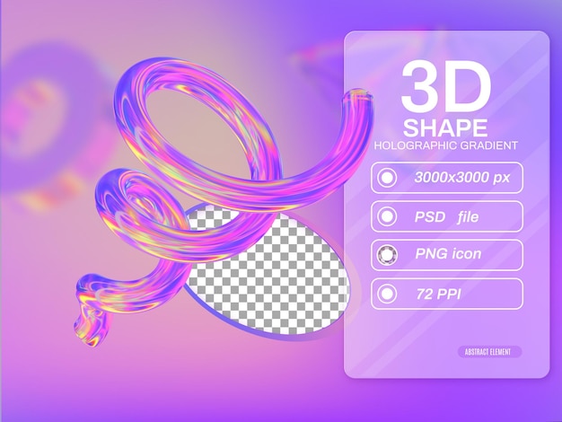 PSD spiral isolated with colorful hologram chameleon color gradient