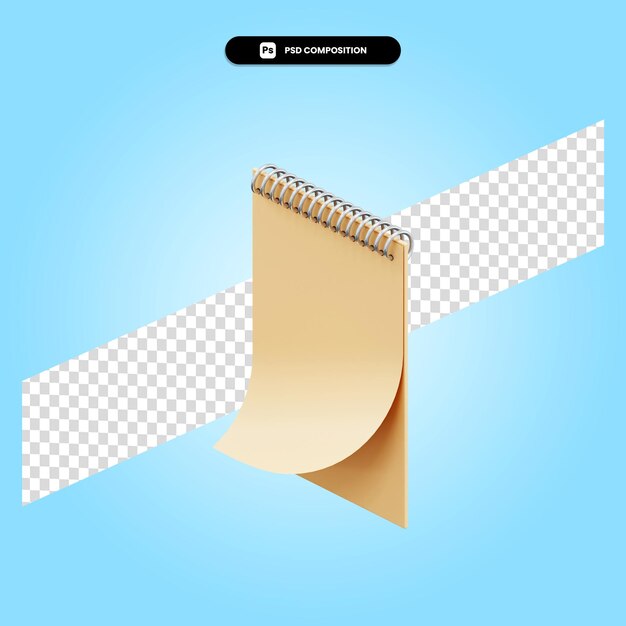 PSD spiral notebook 3d render illustration isolated