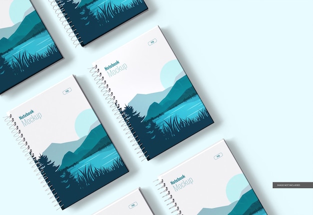 PSD spiral notebook covers mockup top view