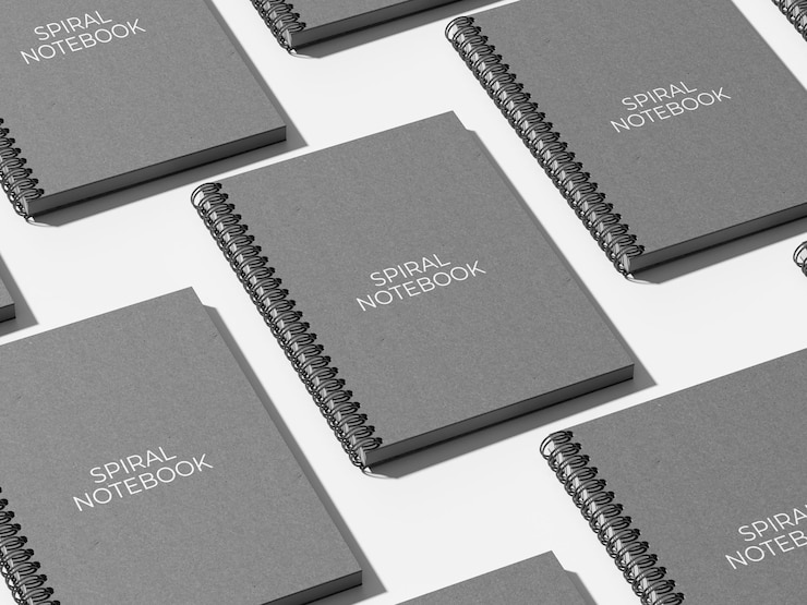 PSD spiral notebook mockup реалистичный шаблон psd для дизайна брендинга канцелярских усилителей