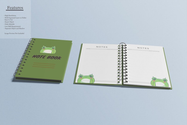 PSD spiral notebook mockup