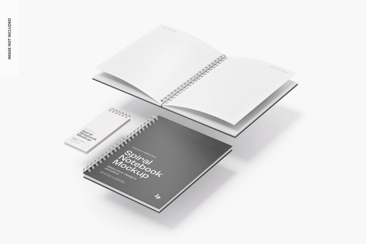 PSD spiral notebooks mockup opened and closed