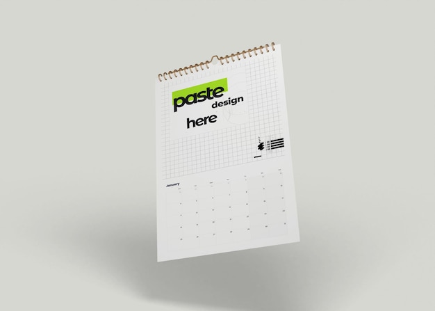 Spiral wall calendar mockup